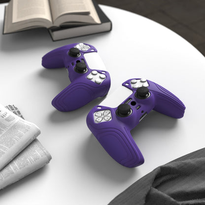 PlayVital Samurai Edition Anti-Slip Silicone Cover Skin with Thumb Grip Caps for PS5 Wireless Controller - Purple - BWPF007 PlayVital