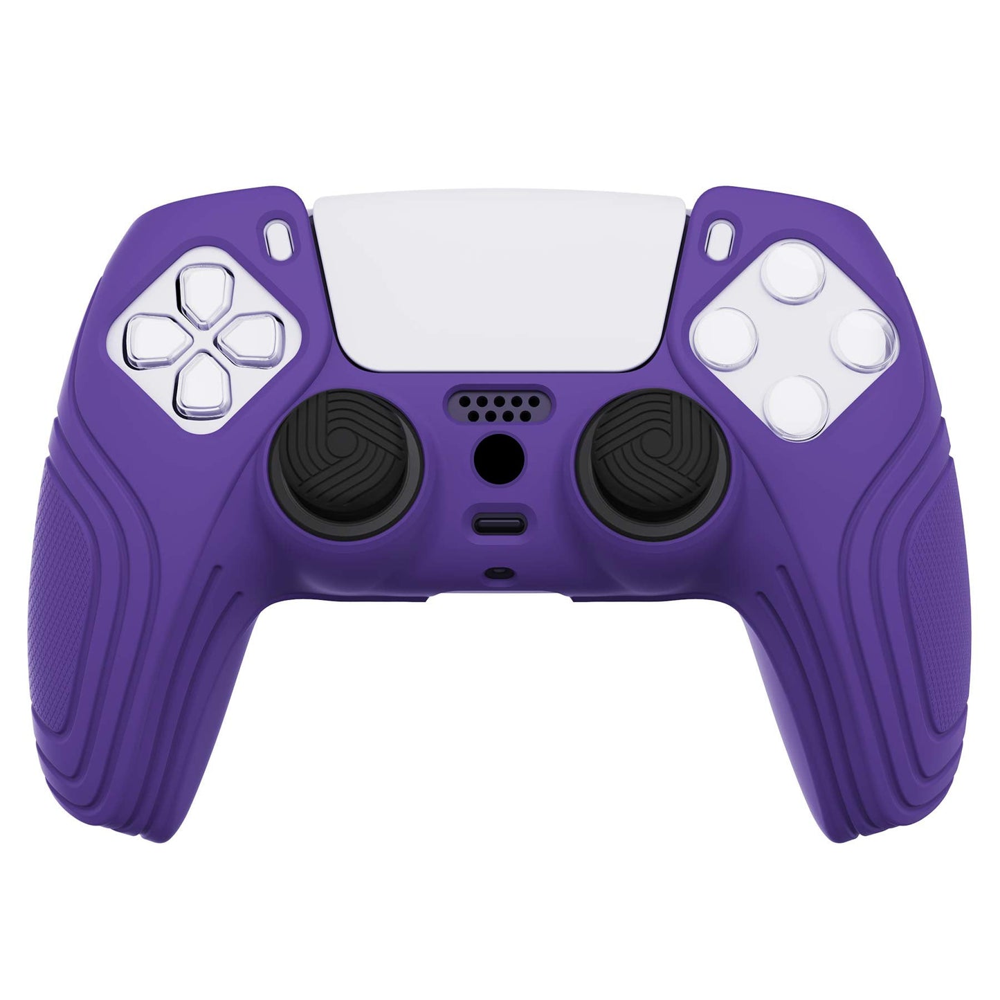 PlayVital Samurai Edition Anti-Slip Silicone Cover Skin with Thumb Grip Caps for PS5 Wireless Controller - Purple - BWPF007 PlayVital