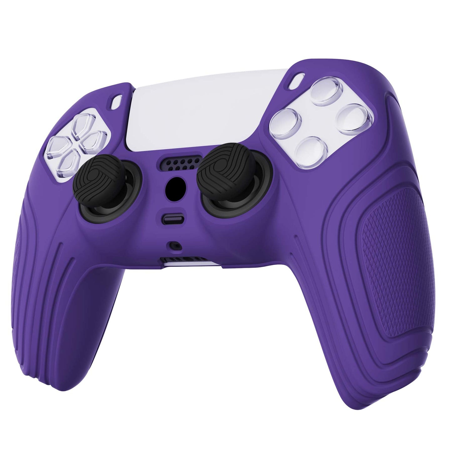 PlayVital Samurai Edition Anti-Slip Silicone Cover Skin with Thumb Grip Caps for PS5 Wireless Controller - Purple - BWPF007 PlayVital