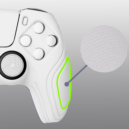 PlayVital Samurai Edition Anti-Slip Silicone Cover Skin with Thumb Grip Caps for PS5 Wireless Controller - White - BWPF002 PlayVital