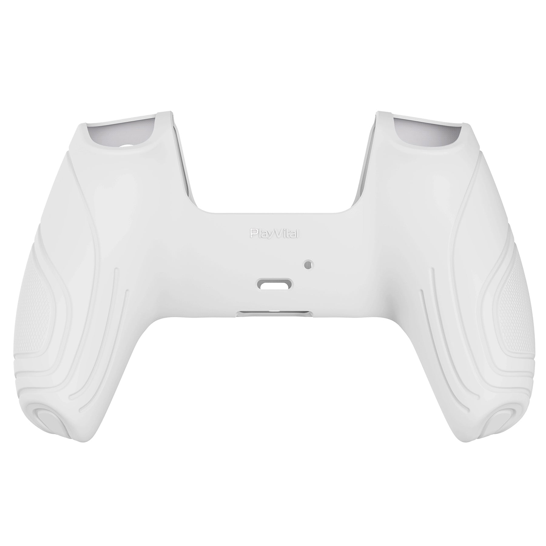 PlayVital Samurai Edition Anti-Slip Silicone Cover Skin with Thumb Grip Caps for PS5 Wireless Controller - White - BWPF002 PlayVital