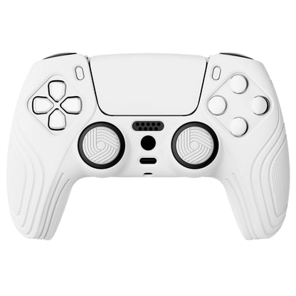 PlayVital Samurai Edition Anti-Slip Silicone Cover Skin with Thumb Grip Caps for PS5 Wireless Controller - White - BWPF002 PlayVital