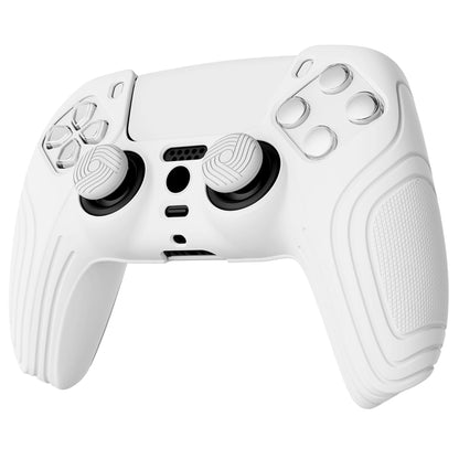 PlayVital Samurai Edition Anti-Slip Silicone Cover Skin with Thumb Grip Caps for PS5 Wireless Controller - White - BWPF002 PlayVital