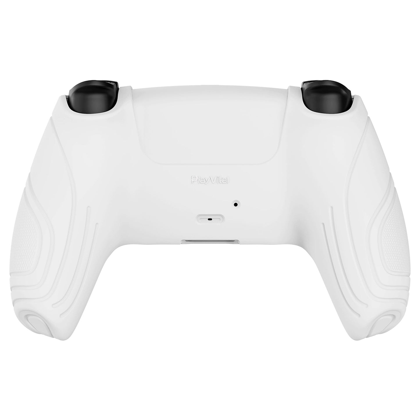 PlayVital Samurai Edition Anti-Slip Silicone Cover Skin with Thumb Grip Caps for PS5 Wireless Controller - White - BWPF002 PlayVital