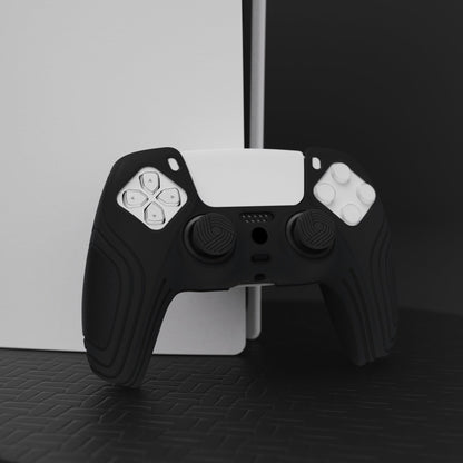 PlayVital Samurai Edition Anti-Slip Silicone Cover Skin with Thumb Grip Caps for PS5 Wireless Controller - Black - BWPF001 PlayVital