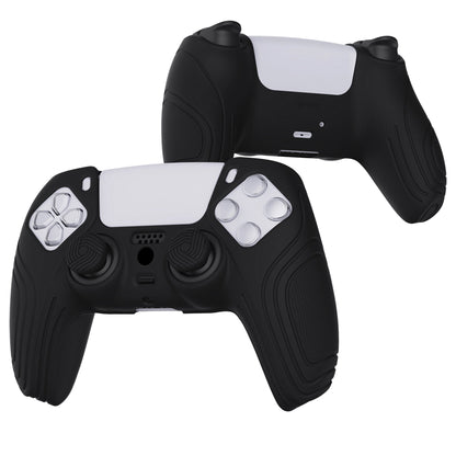 PlayVital Samurai Edition Anti-Slip Silicone Cover Skin with Thumb Grip Caps for PS5 Wireless Controller - Black - BWPF001 PlayVital