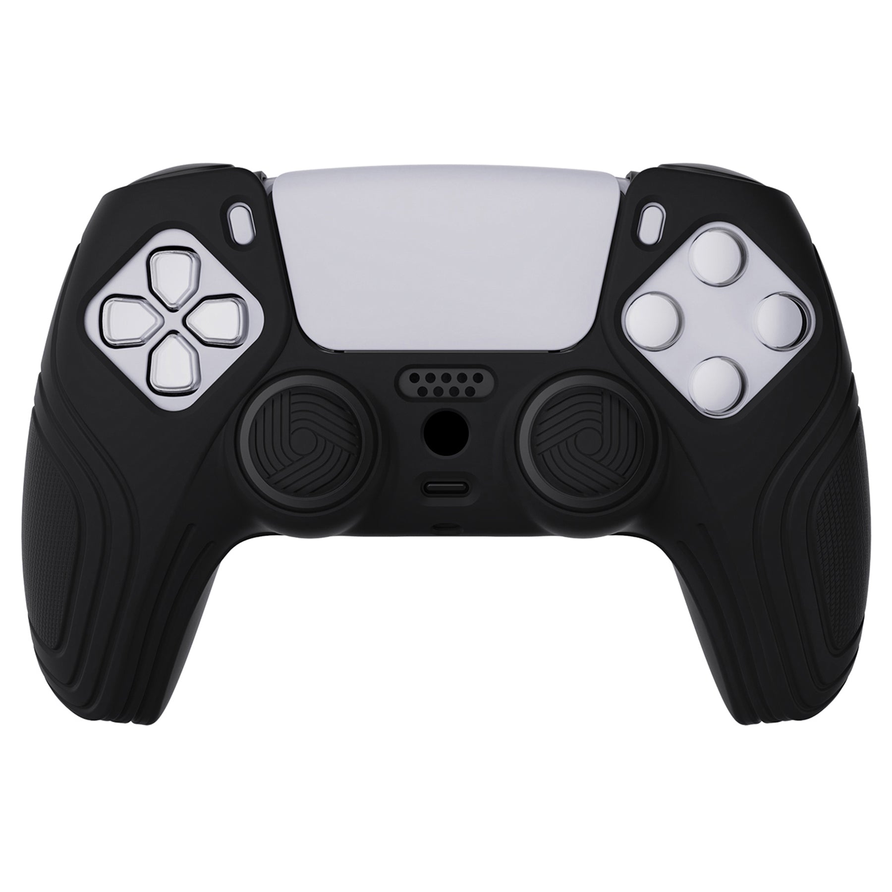 PlayVital Samurai Edition Anti-Slip Silicone Cover Skin with Thumb Grip Caps for PS5 Wireless Controller - Black - BWPF001 PlayVital