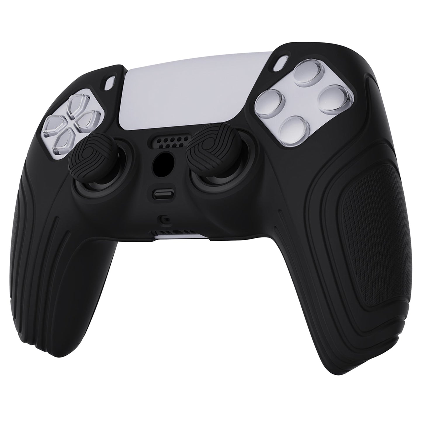 PlayVital Samurai Edition Anti-Slip Silicone Cover Skin with Thumb Grip Caps for PS5 Wireless Controller - Black - BWPF001 PlayVital