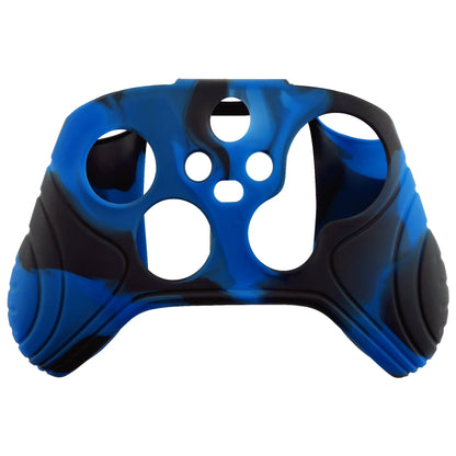 PlayVital Samurai Edition Anti-slip Controller Grip Silicone Skin for Xbox Core Controller, Ergonomic Protective Case Cover for Xbox Series S/X Controller w/ Thumb Grips - Black & Blue - WAX3022 PlayVital