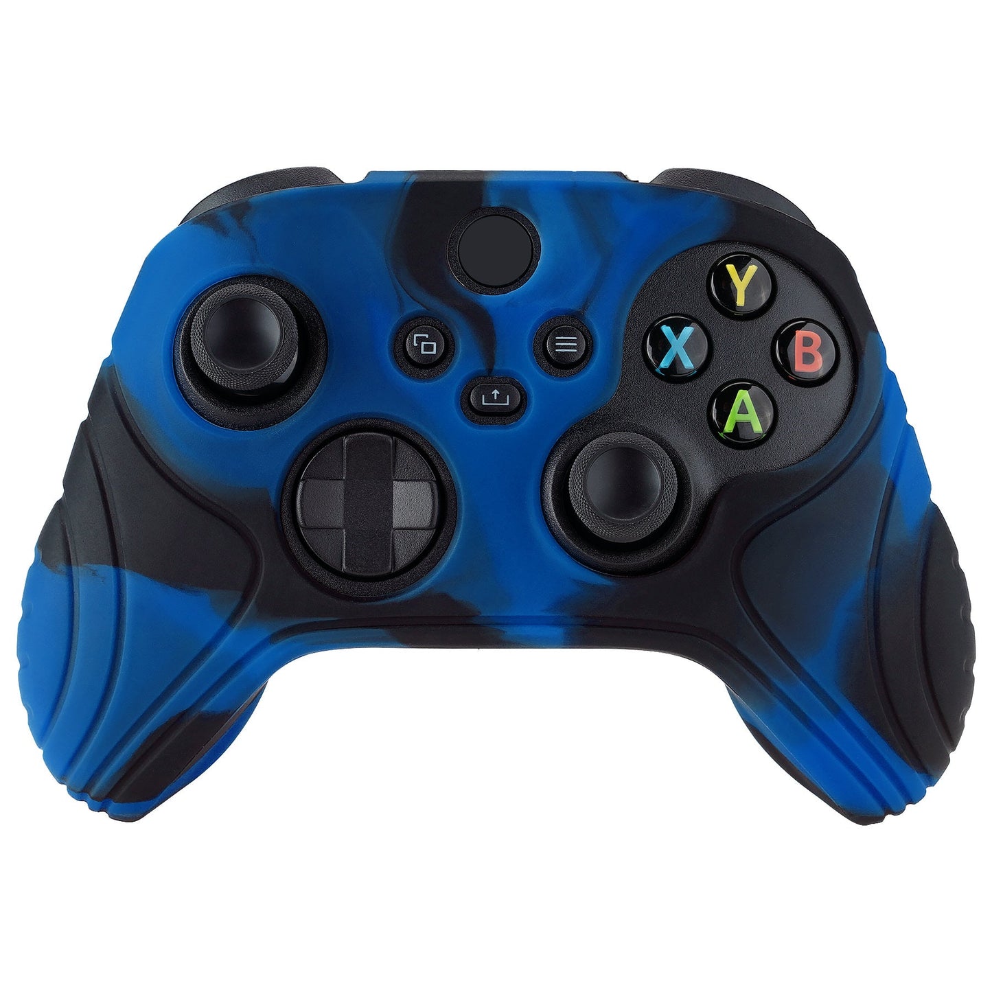 PlayVital Samurai Edition Anti-slip Controller Grip Silicone Skin for Xbox Core Controller, Ergonomic Protective Case Cover for Xbox Series S/X Controller w/ Thumb Grips - Black & Blue - WAX3022 PlayVital