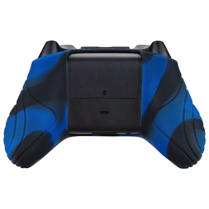 PlayVital Samurai Edition Anti-slip Controller Grip Silicone Skin for Xbox Core Controller, Ergonomic Protective Case Cover for Xbox Series S/X Controller w/ Thumb Grips - Black & Blue - WAX3022 PlayVital