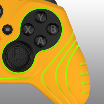 PlayVital Samurai Edition Anti Slip Silicone Case Cover for Xbox Elite Wireless Controller Series 2, Ergonomic Soft Rubber Skin Protector for Xbox Elite Series 2 with Thumb Grip Caps - Caution Yellow - XBE2M013 playvital