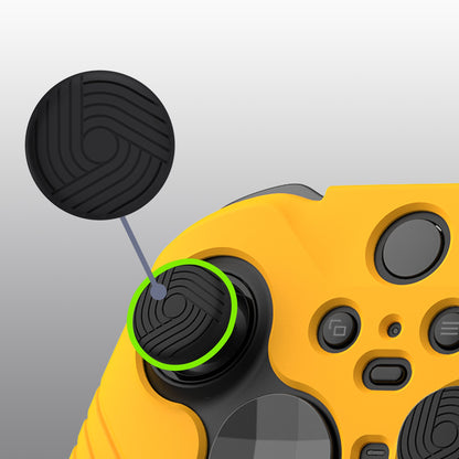 PlayVital Samurai Edition Anti Slip Silicone Case Cover for Xbox Elite Wireless Controller Series 2, Ergonomic Soft Rubber Skin Protector for Xbox Elite Series 2 with Thumb Grip Caps - Caution Yellow - XBE2M013 playvital