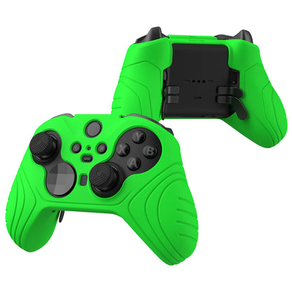 PlayVital Samurai Edition Anti Slip Silicone Case Cover for Xbox Elite Wireless Controller Series 2, Ergonomic Soft Rubber Skin Protector for Xbox Elite Series 2 with Thumb Grip Caps - Green - XBE2M011 playvital