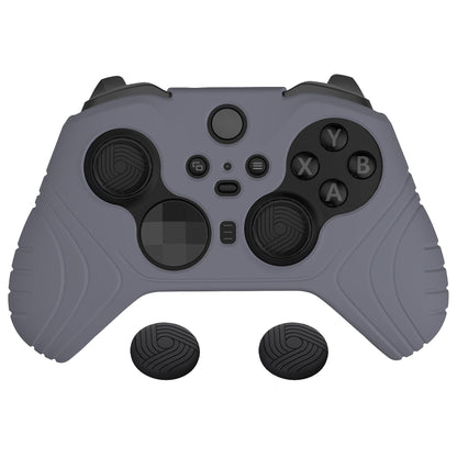 PlayVital Samurai Edition Anti Slip Silicone Case Cover for Xbox Elite Wireless Controller Series 2, Ergonomic Soft Rubber Skin Protector for Xbox Elite Series 2 with Thumb Grip Caps - Metallic Gray - XBE2M012 playvital