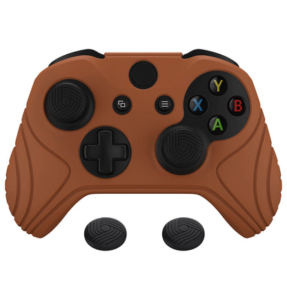 PlayVital Samurai Edition Anti Slip Silicone Case Cover with Thumb Grip Caps for Xbox One X/S Controller - Signal Brown - XOQ046 playvital