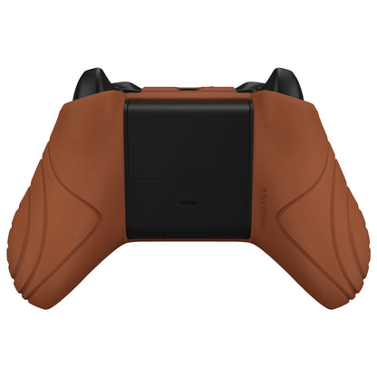 PlayVital Samurai Edition Anti Slip Silicone Case Cover with Thumb Grip Caps for Xbox One X/S Controller - Signal Brown - XOQ046 playvital