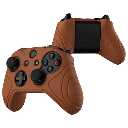 PlayVital Samurai Edition Anti Slip Silicone Case Cover with Thumb Grip Caps for Xbox One X/S Controller - Signal Brown - XOQ046 playvital