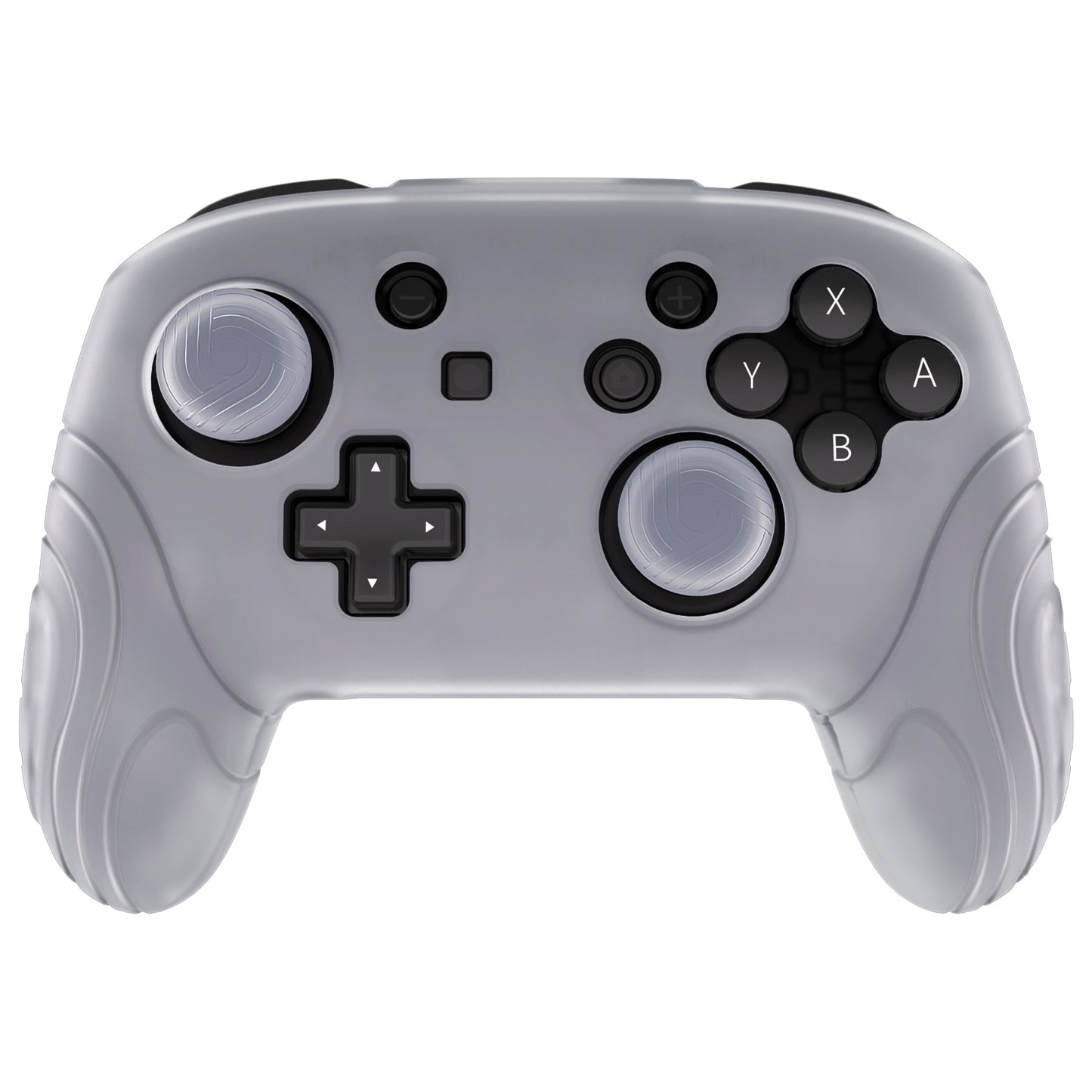 PlayVital Samurai Edition Ergonomic Anti-slip Silicone Skin Protective Case with Thumb Grip Caps for Nintendo Switch Pro Controller - Clear White - EBNPP008 PlayVital