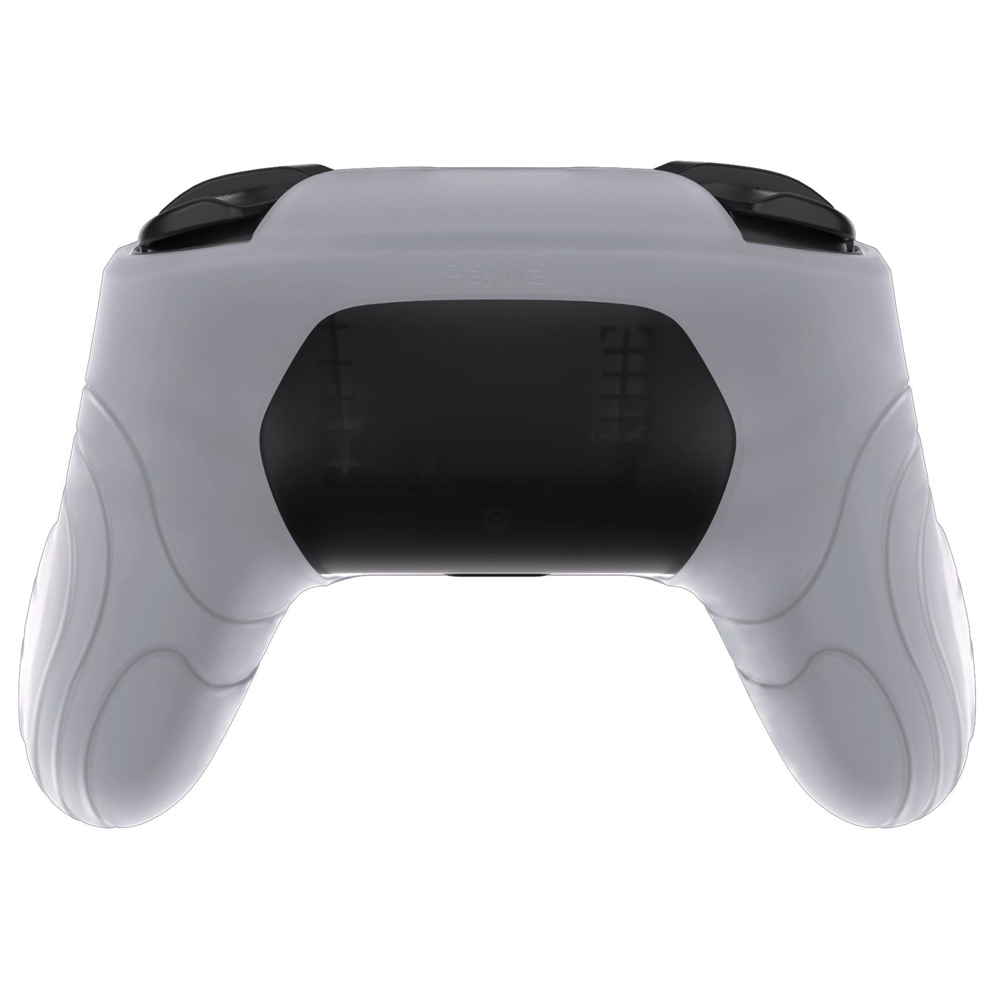 PlayVital Samurai Edition Ergonomic Anti-slip Silicone Skin Protective Case with Thumb Grip Caps for Nintendo Switch Pro Controller - Clear White - EBNPP008 PlayVital