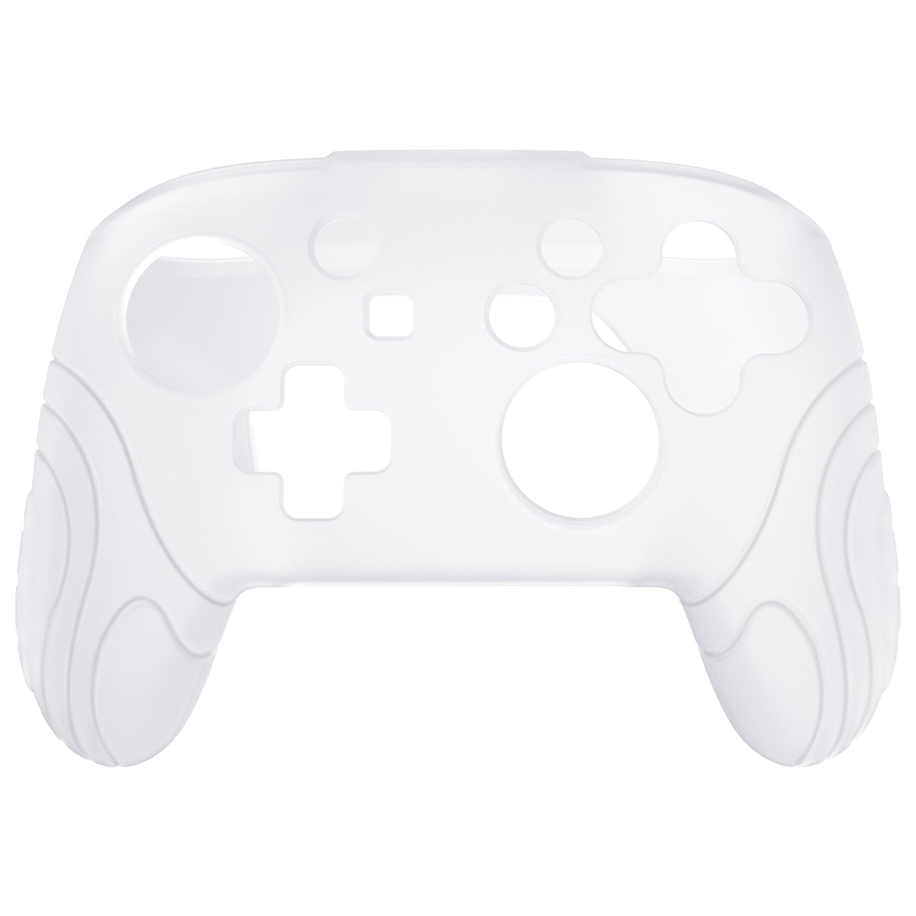 PlayVital Samurai Edition Ergonomic Anti-slip Silicone Skin Protective Case with Thumb Grip Caps for Nintendo Switch Pro Controller - Clear White - EBNPP008 PlayVital