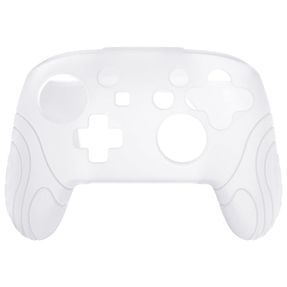 PlayVital Samurai Edition Ergonomic Anti-slip Silicone Skin Protective Case with Thumb Grip Caps for Nintendo Switch Pro Controller - Clear White - EBNPP008 PlayVital