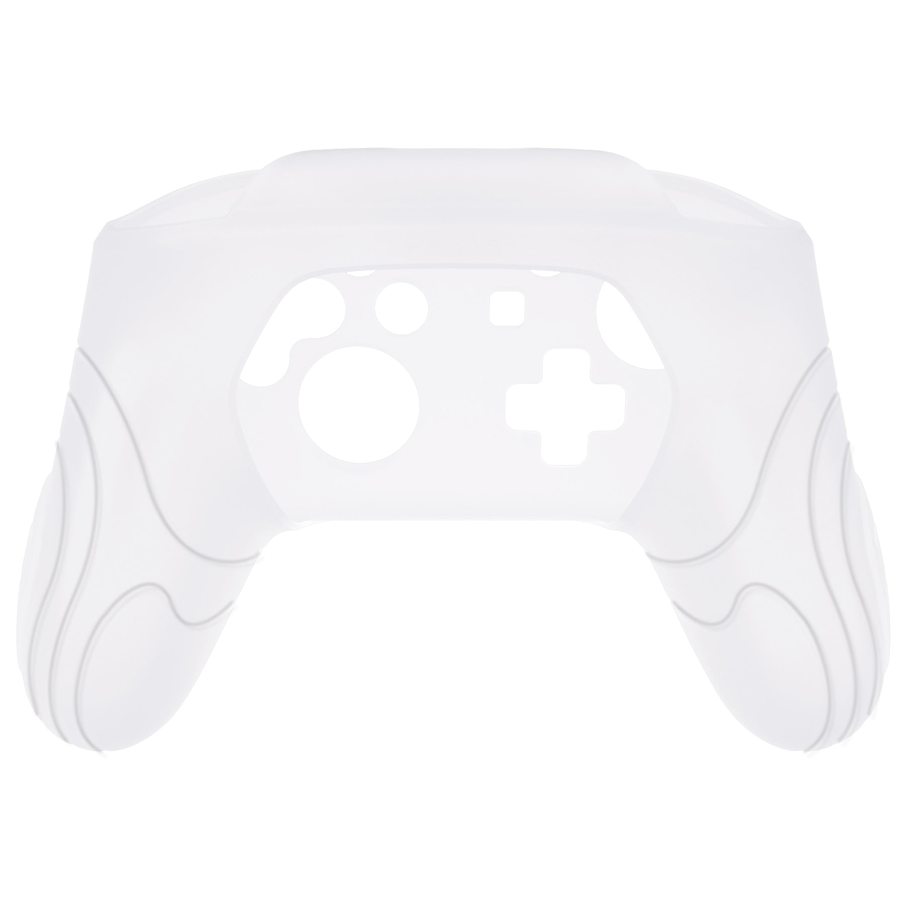 PlayVital Samurai Edition Ergonomic Anti-slip Silicone Skin Protective Case with Thumb Grip Caps for Nintendo Switch Pro Controller - Clear White - EBNPP008 PlayVital