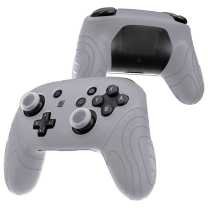 PlayVital Samurai Edition Ergonomic Anti-slip Silicone Skin Protective Case with Thumb Grip Caps for Nintendo Switch Pro Controller - Clear White - EBNPP008 PlayVital