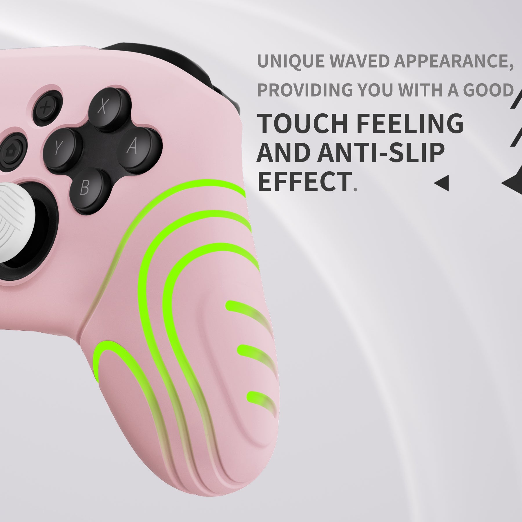 PlayVital Samurai Edition Ergonomic Anti-slip Silicone Skin Protective Case with Thumb Grip Caps for Nintendo Switch Pro Controller - Cherry Blossoms Pink - EBNPP011 PlayVital