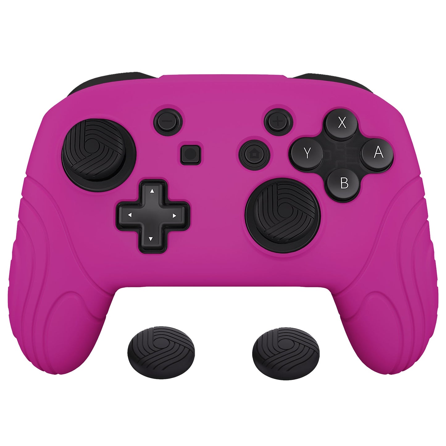 PlayVital Samurai Edition Ergonomic Silicone Skin Protective Case for Nintendo Switch Pro Controller, Soft Anti-slip Controller Grip Protector for Nintendo Switch Pro with Thumb Grip Caps - Neon Purple - EBNPP010 PlayVital