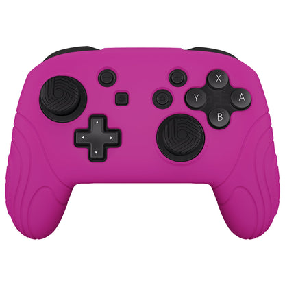 PlayVital Samurai Edition Ergonomic Silicone Skin Protective Case for Nintendo Switch Pro Controller, Soft Anti-slip Controller Grip Protector for Nintendo Switch Pro with Thumb Grip Caps - Neon Purple - EBNPP010 PlayVital