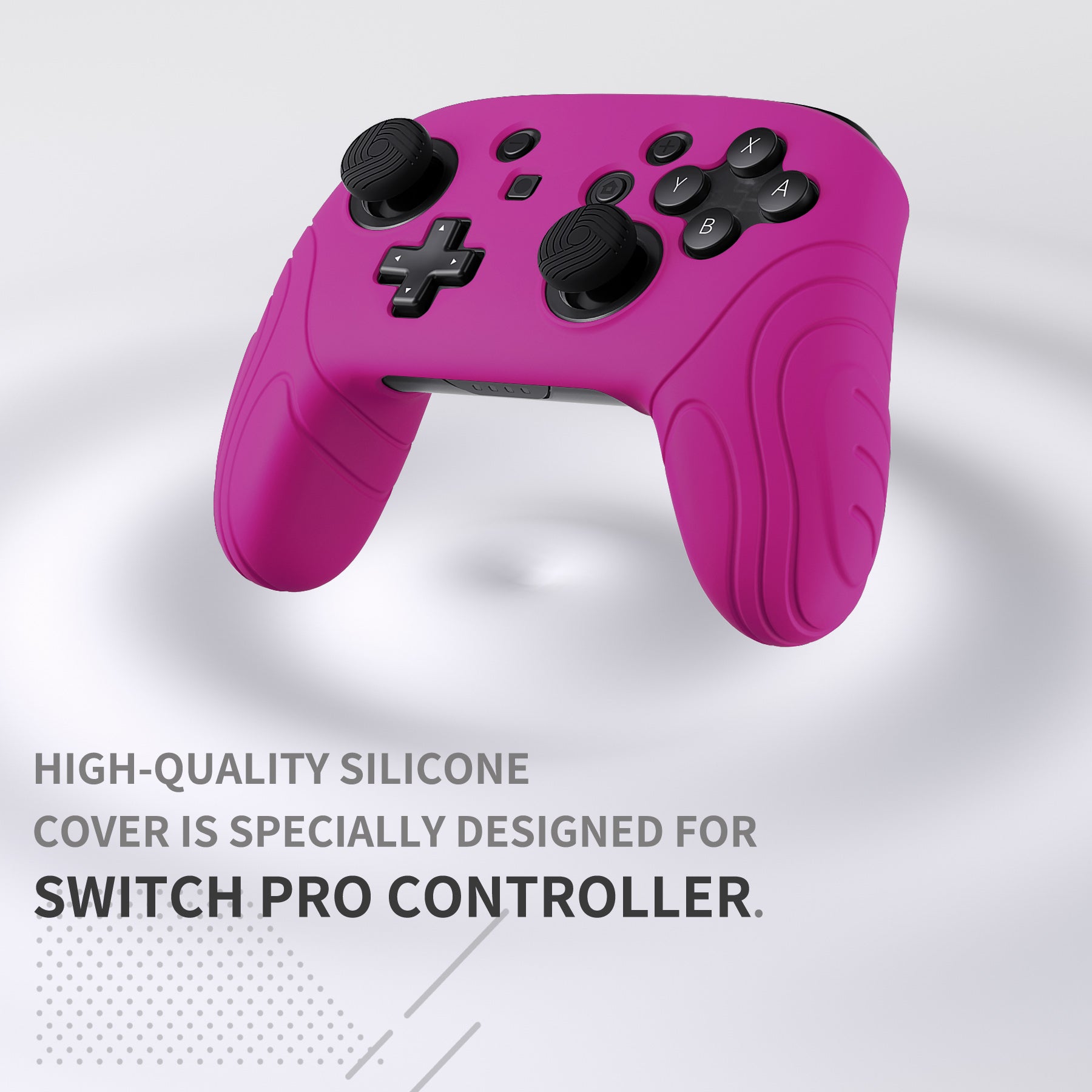 PlayVital Samurai Edition Ergonomic Silicone Skin Protective Case for Nintendo Switch Pro Controller, Soft Anti-slip Controller Grip Protector for Nintendo Switch Pro with Thumb Grip Caps - Neon Purple - EBNPP010 PlayVital