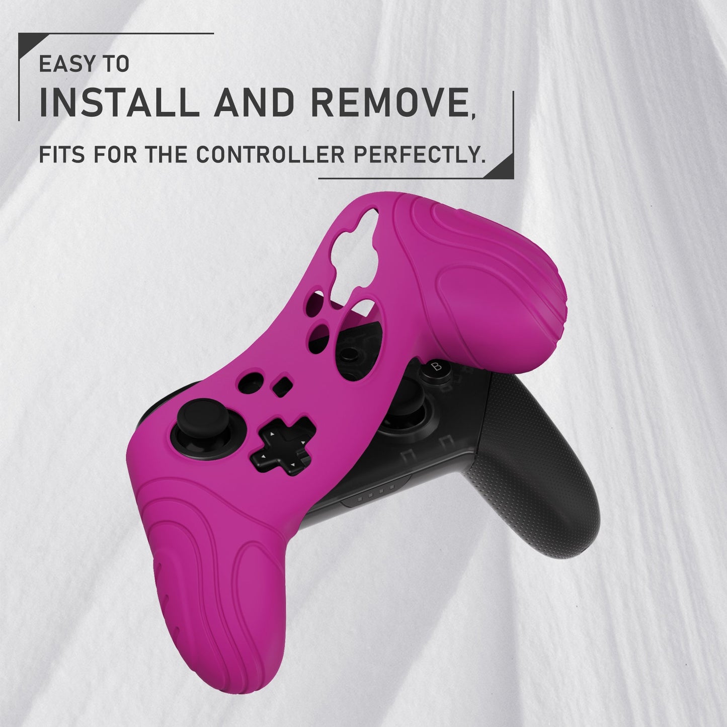 PlayVital Samurai Edition Ergonomic Silicone Skin Protective Case for Nintendo Switch Pro Controller, Soft Anti-slip Controller Grip Protector for Nintendo Switch Pro with Thumb Grip Caps - Neon Purple - EBNPP010 PlayVital