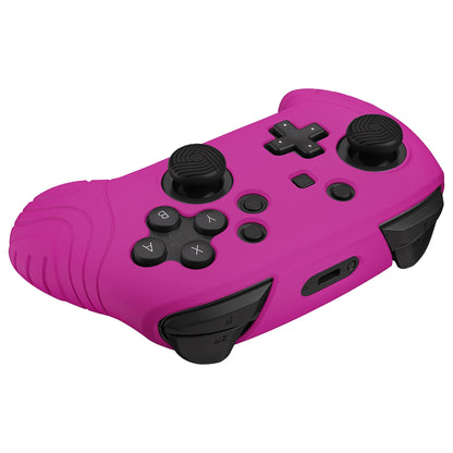 PlayVital Samurai Edition Ergonomic Silicone Skin Protective Case for Nintendo Switch Pro Controller, Soft Anti-slip Controller Grip Protector for Nintendo Switch Pro with Thumb Grip Caps - Neon Purple - EBNPP010 PlayVital