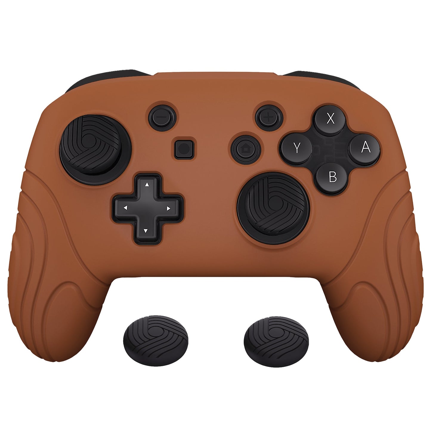 PlayVital Samurai Edition Ergonomic Silicone Skin Protective Case for Nintendo Switch Pro Controller, Soft Anti-slip Controller Grip Protector for Nintendo Switch Pro with Thumb Grip Caps - Signal Brown - EBNPP009 PlayVital