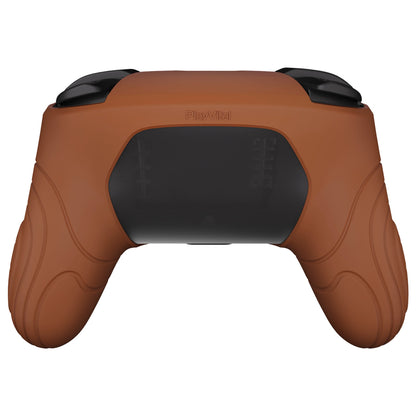 PlayVital Samurai Edition Ergonomic Silicone Skin Protective Case for Nintendo Switch Pro Controller, Soft Anti-slip Controller Grip Protector for Nintendo Switch Pro with Thumb Grip Caps - Signal Brown - EBNPP009 PlayVital