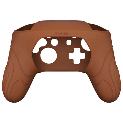 PlayVital Samurai Edition Ergonomic Silicone Skin Protective Case for Nintendo Switch Pro Controller, Soft Anti-slip Controller Grip Protector for Nintendo Switch Pro with Thumb Grip Caps - Signal Brown - EBNPP009 PlayVital