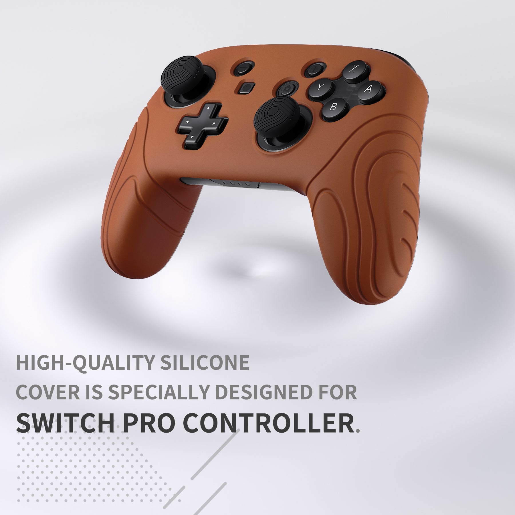 PlayVital Samurai Edition Ergonomic Silicone Skin Protective Case for Nintendo Switch Pro Controller, Soft Anti-slip Controller Grip Protector for Nintendo Switch Pro with Thumb Grip Caps - Signal Brown - EBNPP009 PlayVital