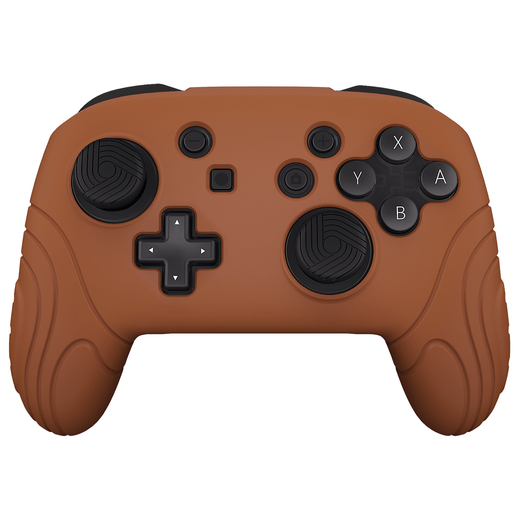 PlayVital Samurai Edition Ergonomic Silicone Skin Protective Case for Nintendo Switch Pro Controller, Soft Anti-slip Controller Grip Protector for Nintendo Switch Pro with Thumb Grip Caps - Signal Brown - EBNPP009 PlayVital