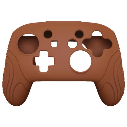 PlayVital Samurai Edition Ergonomic Silicone Skin Protective Case for Nintendo Switch Pro Controller, Soft Anti-slip Controller Grip Protector for Nintendo Switch Pro with Thumb Grip Caps - Signal Brown - EBNPP009 PlayVital