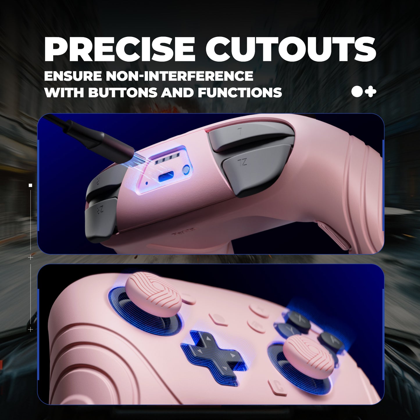PlayVital Samurai Edition Switch 2 Proコントローラー用 保護シリコンケース 背面ボタンキャップ＆親指グリップ＆ステッカー付き【桜ピンク】