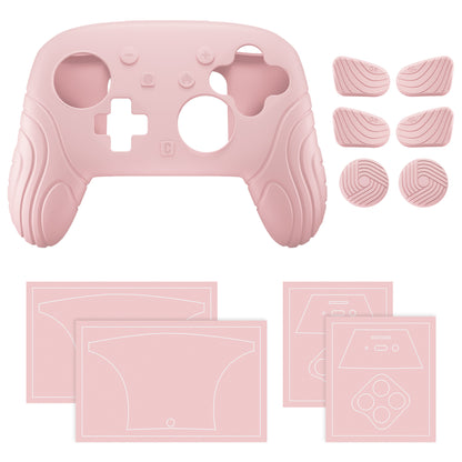 PlayVital Samurai Edition Switch 2 Proコントローラー用 保護シリコンケース 背面ボタンキャップ＆親指グリップ＆ステッカー付き【桜ピンク】