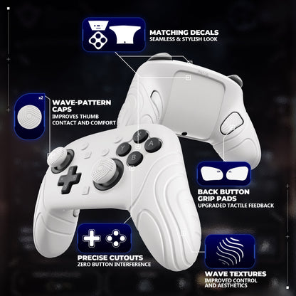 PlayVital Samurai Edition Switch 2 Proコントローラー用 保護シリコンケース 背面ボタンキャップ＆親指グリップ＆ステッカー付き【ホワイト】