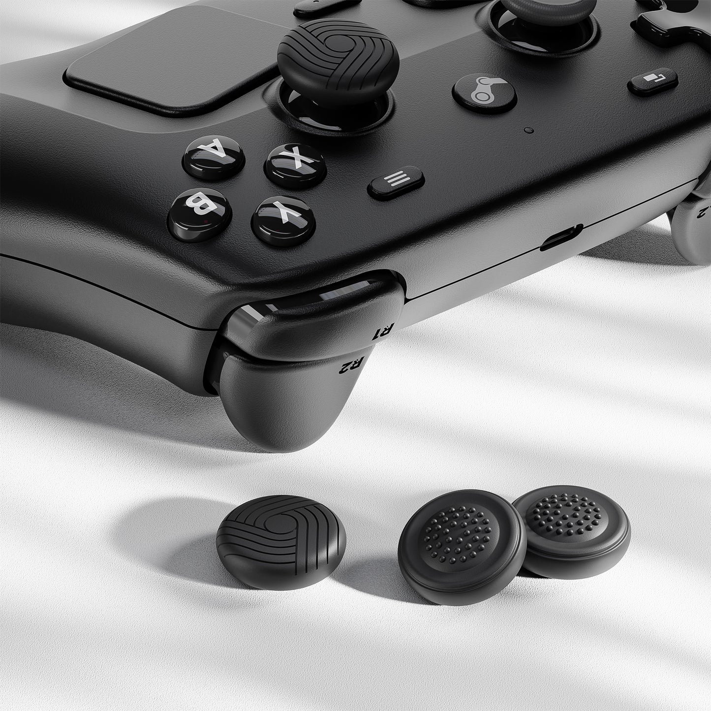 PlayVital Samurai & Guardian Edition 4個セット サムグリップ Steam Controller 2（2026）用 滑り止めテクスチャグリップキャップ【ブラック】