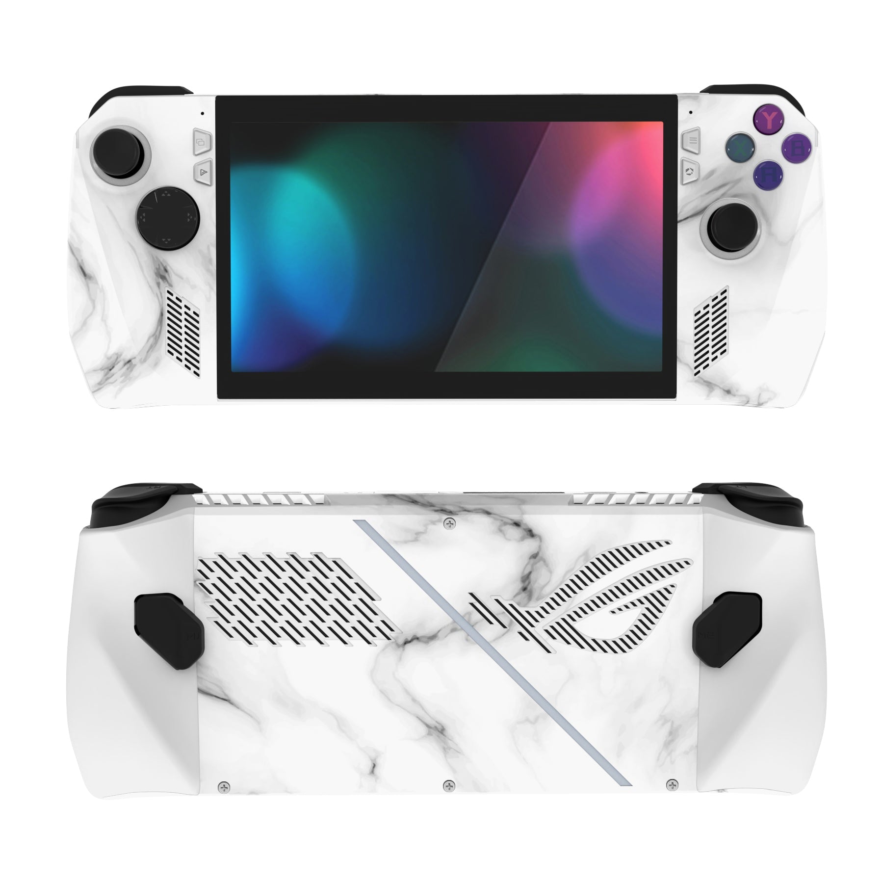 PlayVital Seamless White Marble Custom Stickers Vinyl Wraps Protective Skin Decal for ROG Ally Handheld Gaming Console - RGTM007 PlayVital