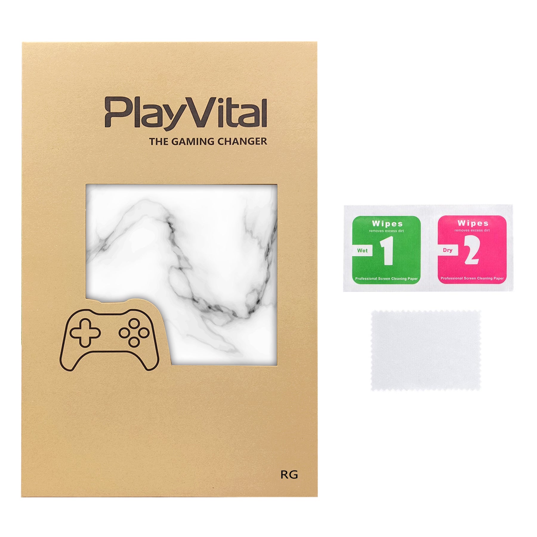 PlayVital Seamless White Marble Custom Stickers Vinyl Wraps Protective Skin Decal for ROG Ally Handheld Gaming Console - RGTM007 PlayVital