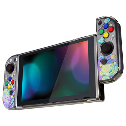 PlayVital Protective Case for Nintendo Switch, Soft TPU Slim Case Cover for Nintendo Switch Joycon Console with Colorful ABXY Direction Button Caps - Shark Quest - NTU6035 PlayVital