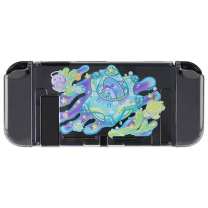 PlayVital Protective Case for Nintendo Switch, Soft TPU Slim Case Cover for Nintendo Switch Joycon Console with Colorful ABXY Direction Button Caps - Shark Quest - NTU6035 PlayVital