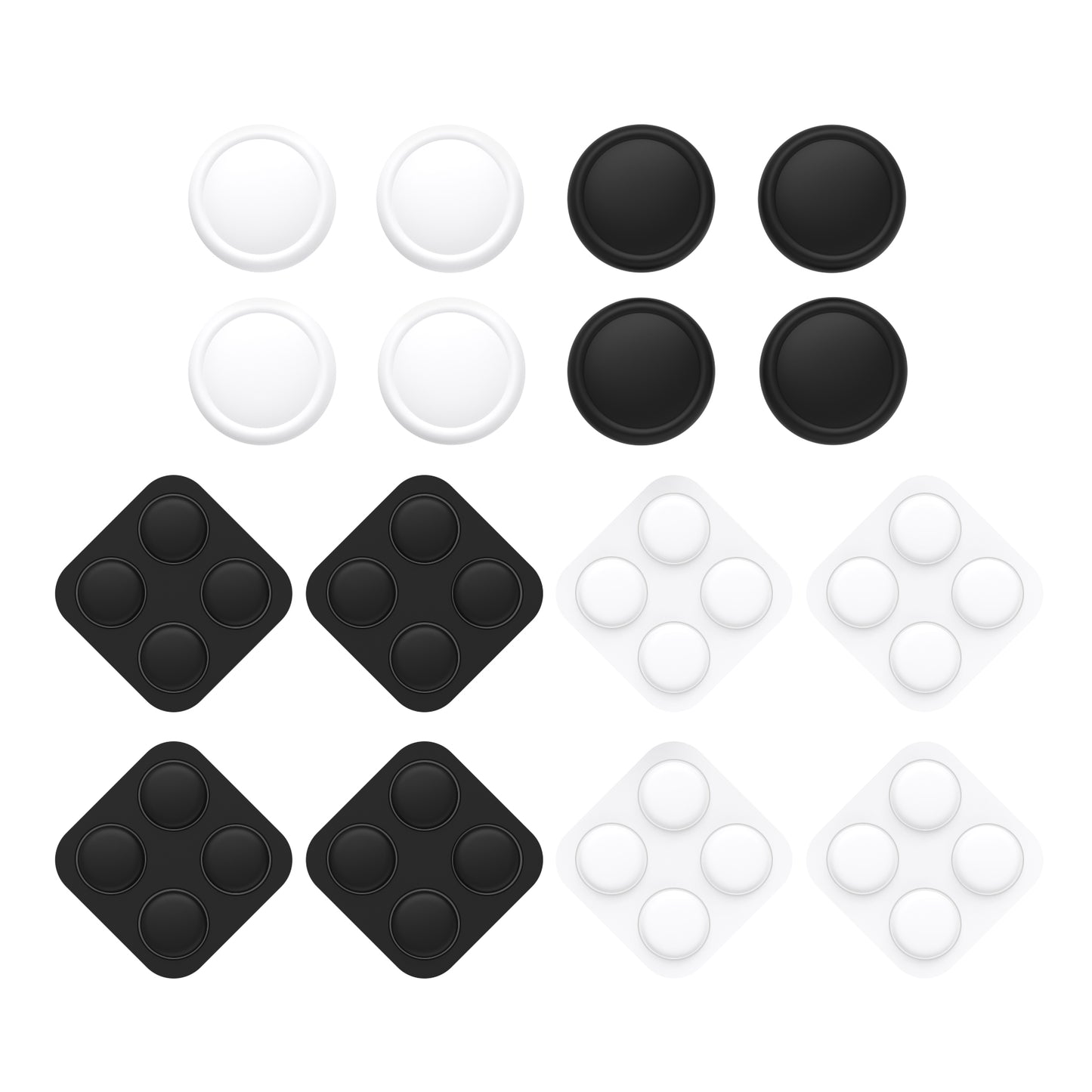 PlayVital Nintendo Switch 2（2025）対応 シリコンボタンカバー＆親指グリップセット Joycon2対応 ABXY・方向ボタン用カラフルキャップ8個＆ジョイスティックカバー4個セット【ブラック+ホワイト】