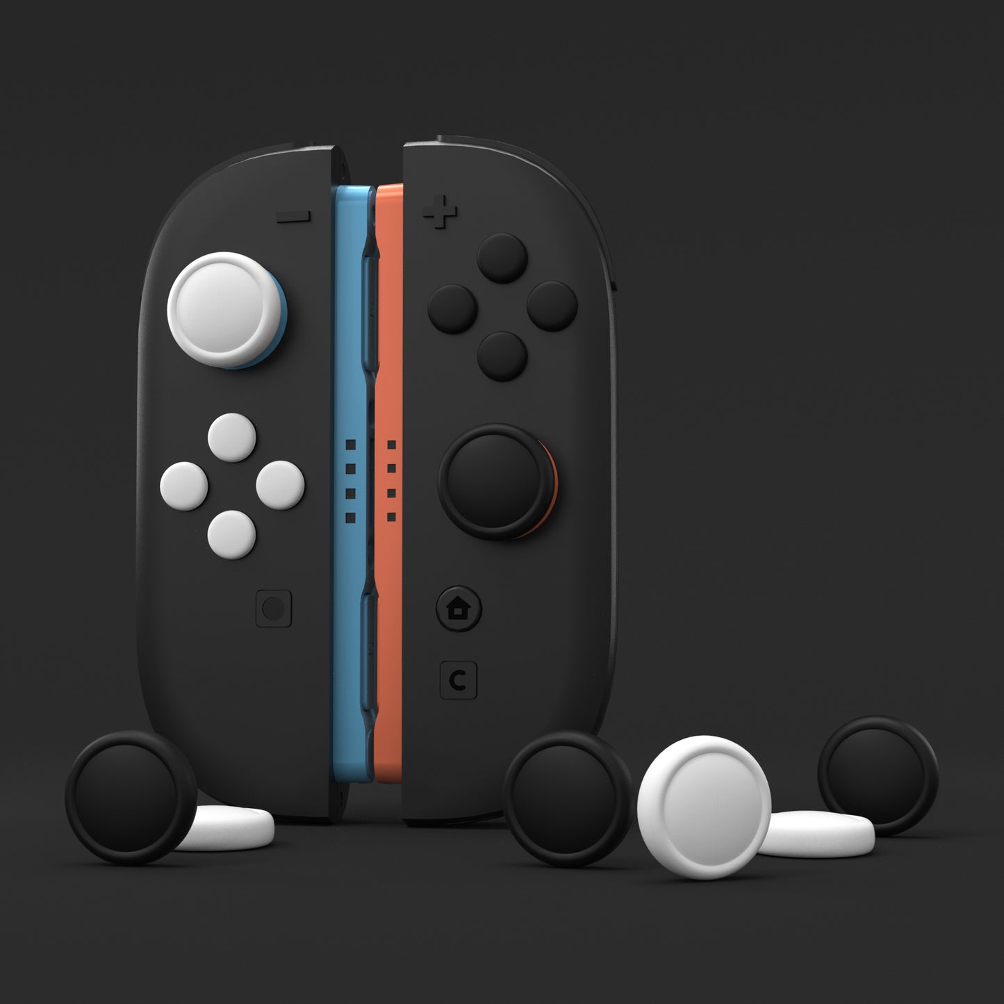 PlayVital Nintendo Switch 2（2025）対応 シリコンボタンカバー＆親指グリップセット Joycon2対応 ABXY・方向ボタン用カラフルキャップ8個＆ジョイスティックカバー4個セット【ブラック+ホワイト】